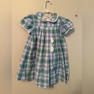Alice Kathleen Plaid Green and Blue Kids Dress